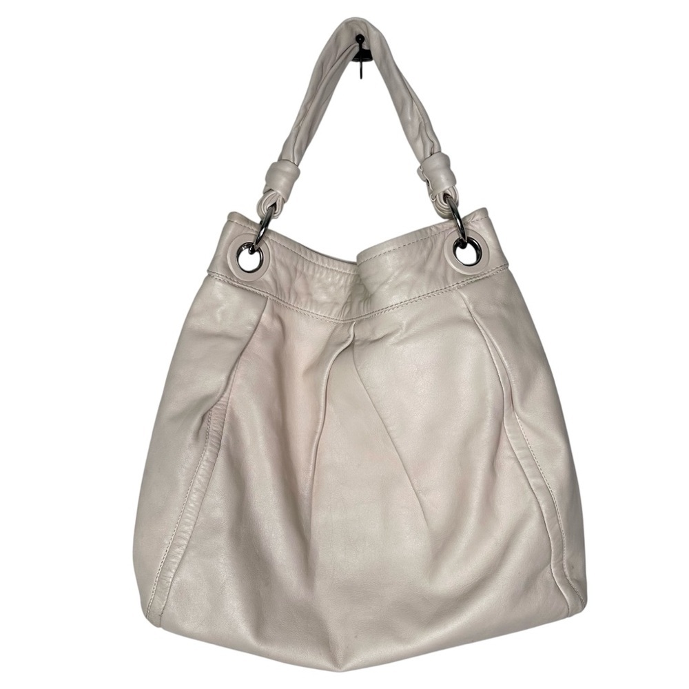 Coach Ivory Leather Pleated Top Handle Bag Cream 13411 - Picture 2 of 16